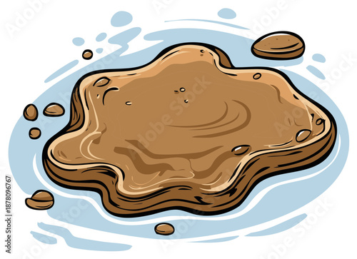 Dirty brown mud puddle illustration a messy liquid splash on wet surface