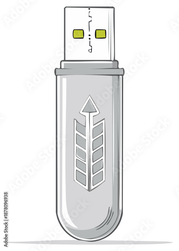 Conceptual USB Drive with Arrow Design for Digital Storage and File Transfer Technology