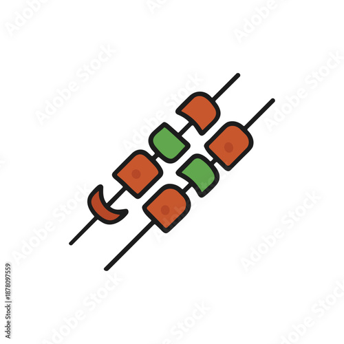 Shashlik stick icon logo flat vector design