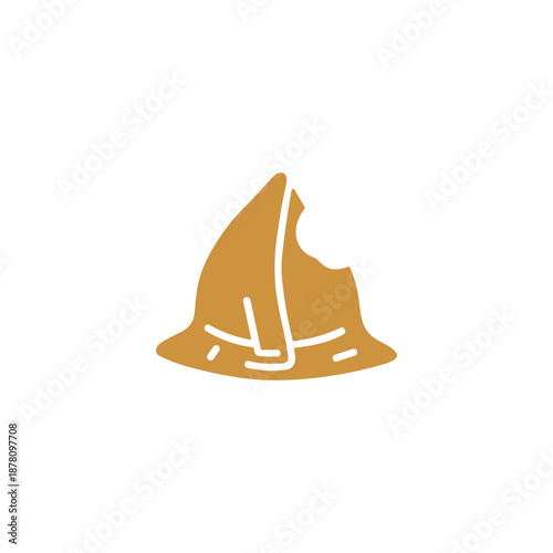 Bitten samosa icon logo flat vector design