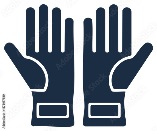 Pair of dark blue padded gloves, safety protection, safety work gloves for builders, gardeners, and industrial workers