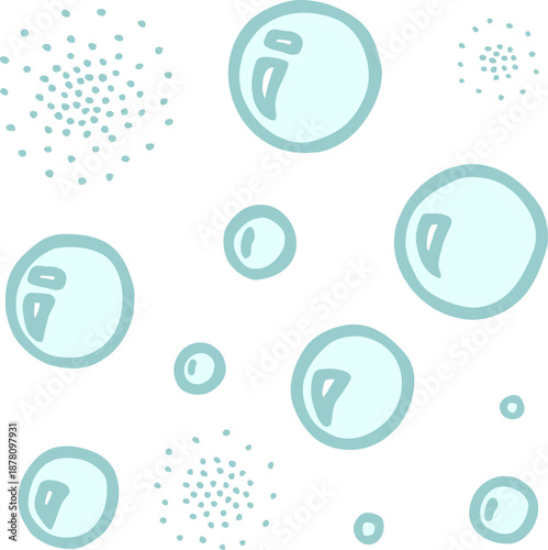 Set of different freehand drawn cartoon soap shampoo bath burst bubbles of different sizes made in kid childish style. Vector illustration.