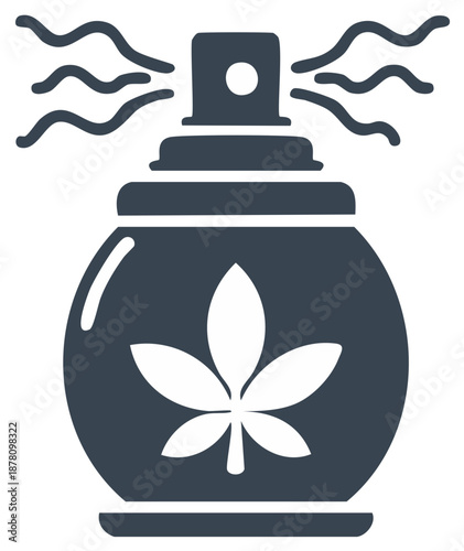Marijuana air freshener spray bottle icon with a cannabis leaf glyph for deodorant or CBD product
