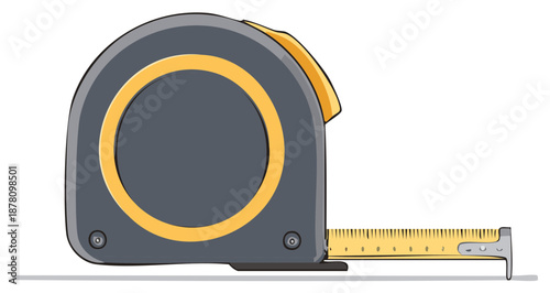 Cartoon style retractable measuring tape tool for woodworking projects and home improvement tasks