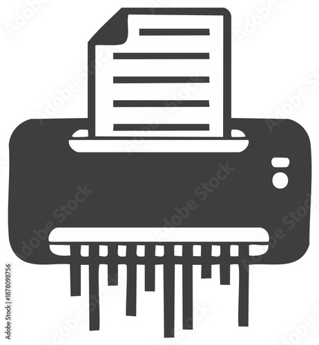 Paper Shredder Icon Style: Secure Destruction of Confidential Documents