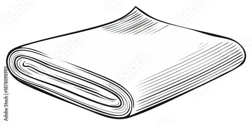 Black and white line art illustration of a neatly folded fabric textile material
