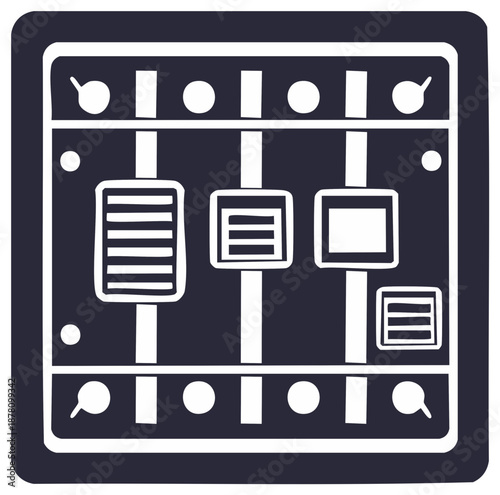 Audio Mixer Panel Console with Sliders and Knobs Sound Music Equipment