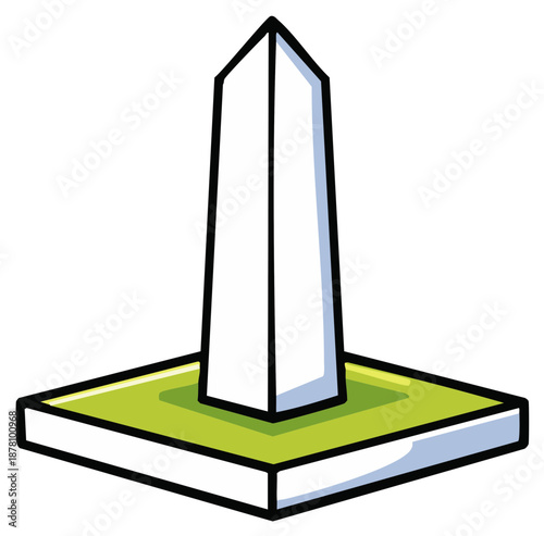 Simple cartoon illustration of a tall obelisk monument landmark