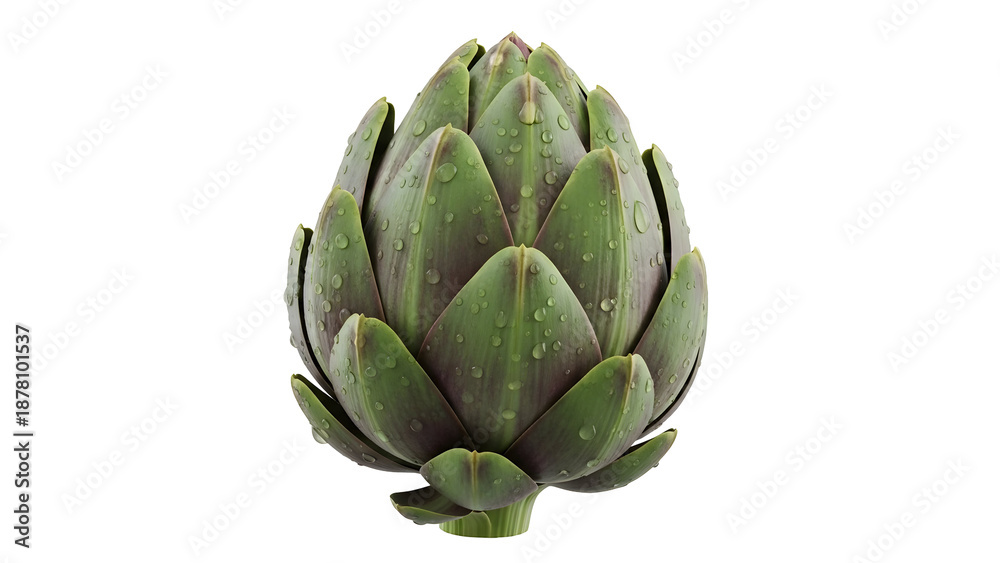 Fototapeta premium Fresh Green Artichoke CloseUp on Transparent Background transparent background