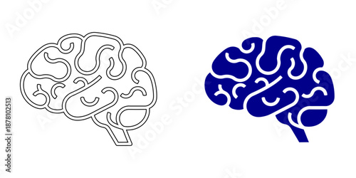 Brain icon  with human mind anatomy and intelligence concept for psychology and science