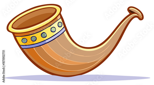 Decorative Cornucopia Horn of Plenty Cartoon Illustration Autumn Harvest Symbol