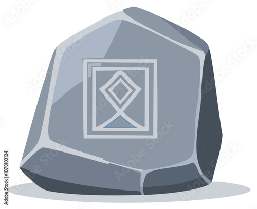 Standing Stone Rune Symbol Geometric Carving Mystical Ancient Concept