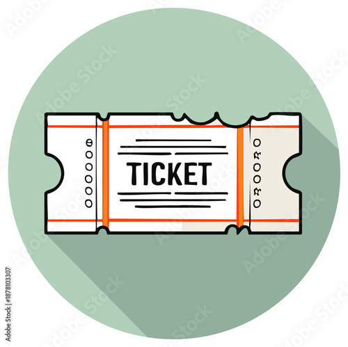Illustrated Admit Ticket with Orange Trim for Entry, Events or Entertainment