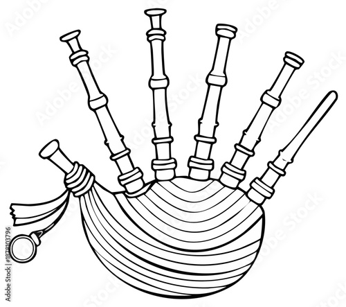 Monochrome Vector Illustration of Bagpipes A Traditional Wind Instrument from Scotland