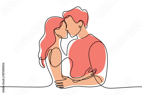 A romantic couple sharing a tender kiss on a white background
