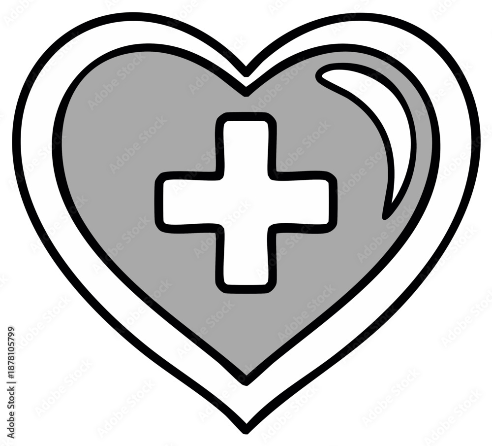 Obraz premium Heart with Plus Sign for Health Care or Medical Concept, Wellness Symbol Illustration