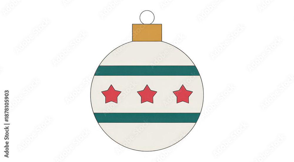 Obraz premium Chicago flag Christmas ornament isolated on a transparent background