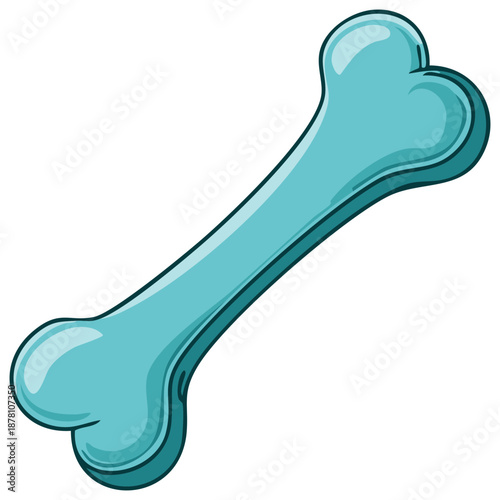 Cartoon Style Turquoise Dog Bone Treat with Outline