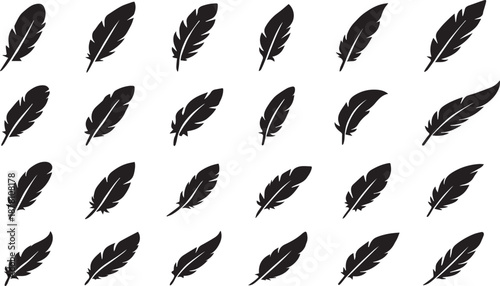 Feather Silhouette Pattern – Decorative Grid Icon Set