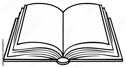 Open book with blank pages lying flat for reading or writing vector illustration