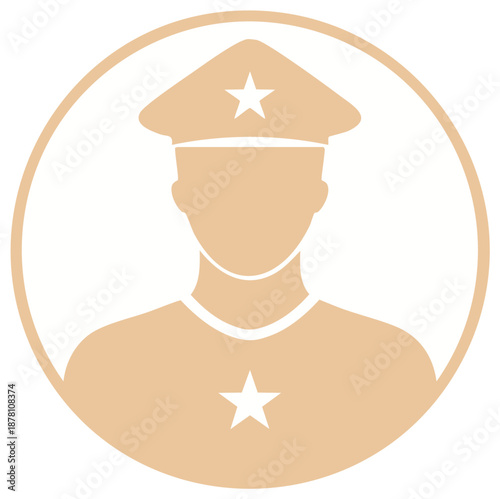 Military soldier profile avatar icon in a uniform with a star symbol