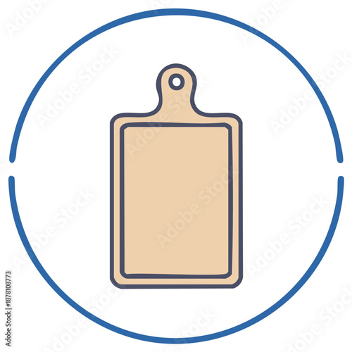 Hand drawn simple cutting board kitchen utensil icon doodle style illustration for cooking and food preparation