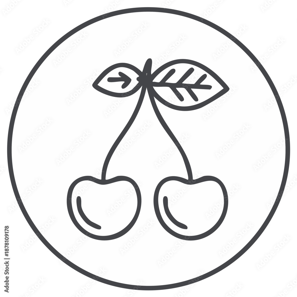 Fototapeta premium Cherry Illustration in a Circle Design