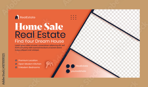 Modern web banner template for real estate social media post