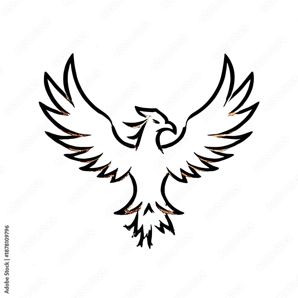 Fototapeta premium Golden Eagle. Golden Eagle simple black and white line art vector logo