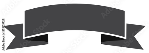 Simple Dark Gray Ribbon Banner Shape for Design and Copy Space