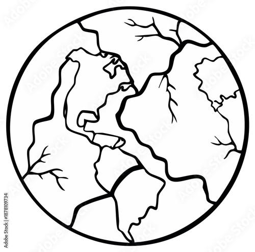 Illustration of a cracked earth globe representing global issues or climate change.