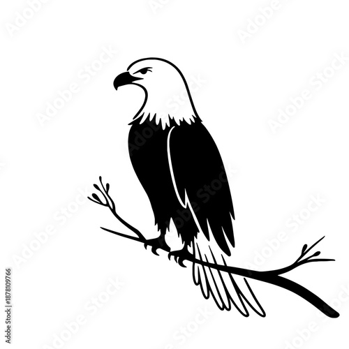 Bald Eagle. Bald Eagle simple black and white line art vector logo