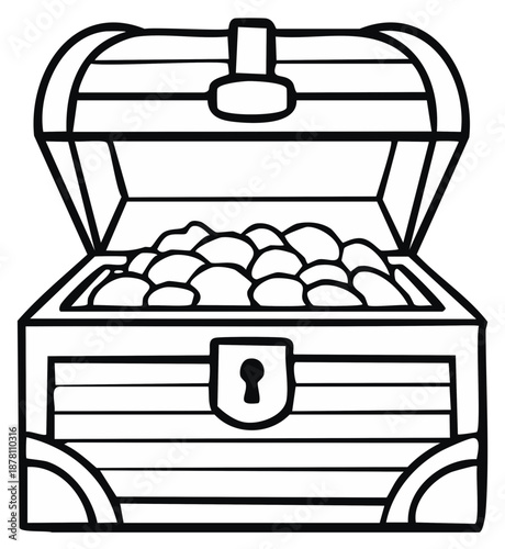 Open Treasure Chest Full of Golden Coins Illustration