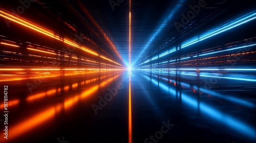 Abstract neon light tunnel