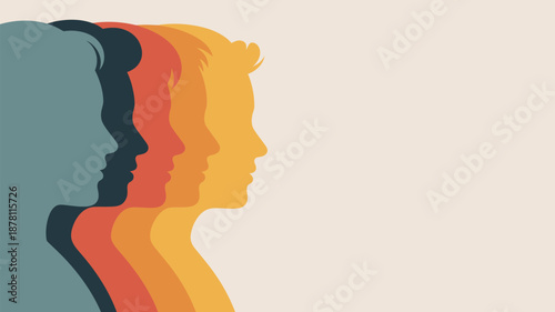 Silhouettes of diverse faces Vector