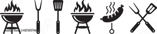 Barbecue grill cooking fire flames