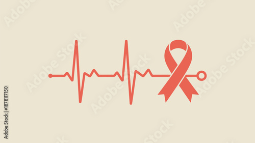 Heartbeat awareness ribbon Vector