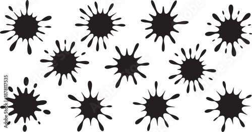 Black ink splatter pattern on white background