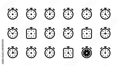 Collection of various timer icons Vector