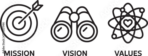 Mission vision values target binoculars