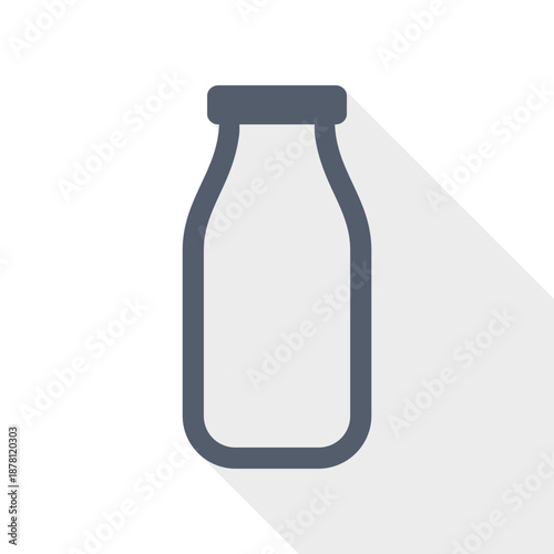 Milk bottle outline icon representing dairy beverage and food packaging.