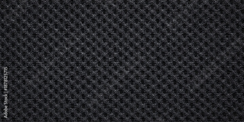 Industrial dark carbon fiber mesh texture featuring a black and gray metallic grid pattern on a sleek steel surface for modern textile wallpaper design