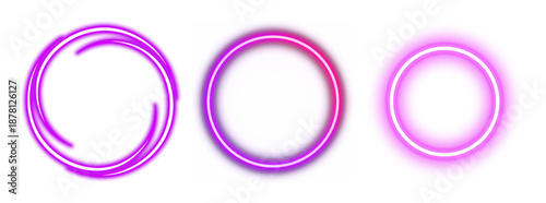 Neon circle elements in pink and purple hues