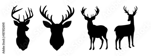 Deer silhouettes in various poses and angles