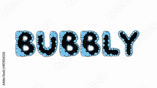 Blue bubbly fun text with bubble effects playfully