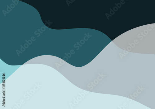 Serene Abstract Background with Overlapping Teal and Grey Wavy Shapes calm peaceful