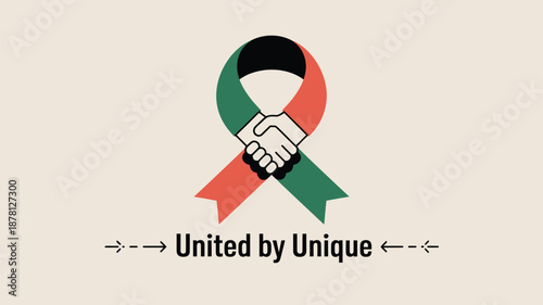 Hands joined by unique ribbon Vector
