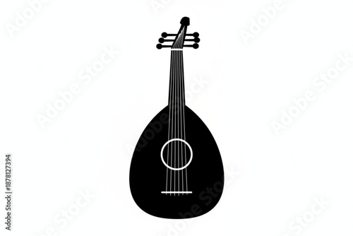 Lute Silhouette: A minimalist, high-contrast illustration of a lute, highlighting its elegant shape and intricate details.