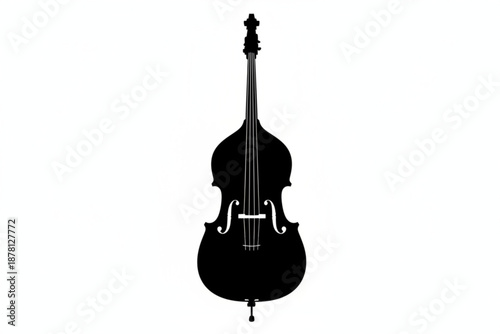 Double Bass Silhouette: A black double bass against a light background. Embodying the rich sounds of music.