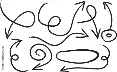 Hand drawn abstract art with swirling arrows and loops creative expression